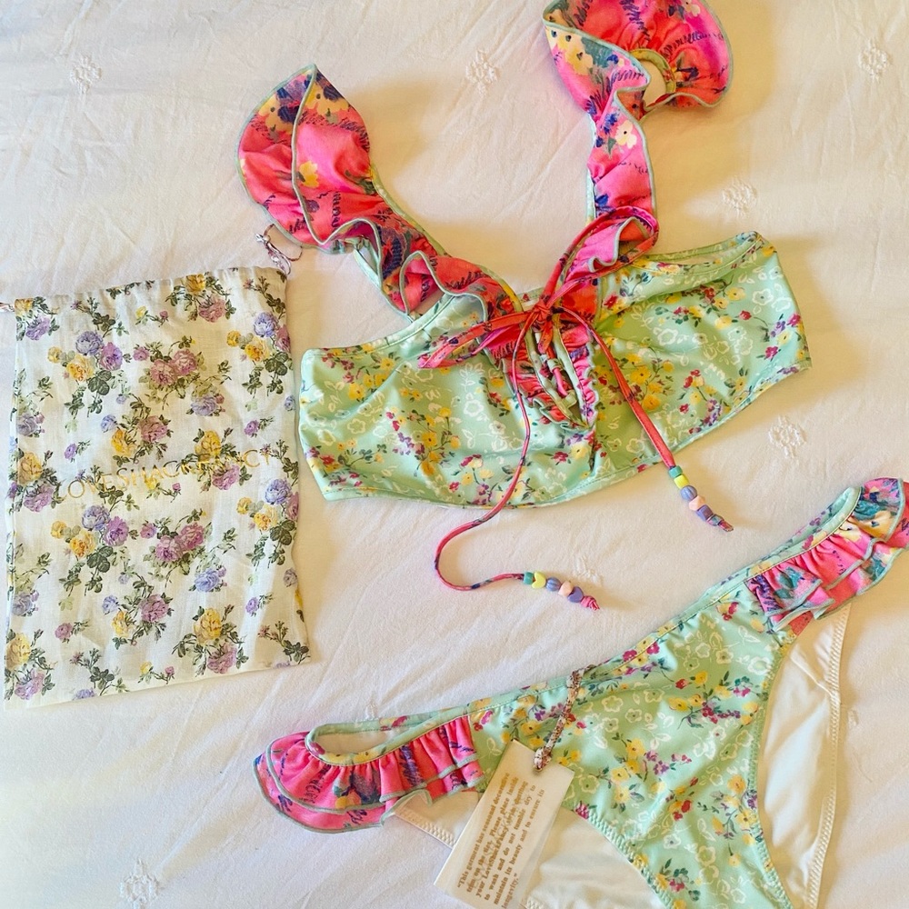 Love Shack Fancy beautiful whimsical floral brand new bikini brand new with tags